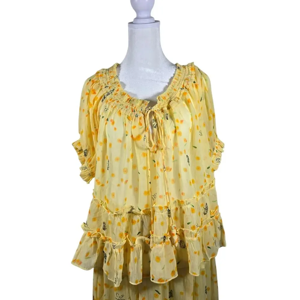 NWT Free People Morning Mist Maxi Set Womens M $228 Boho Festival Cottagecore